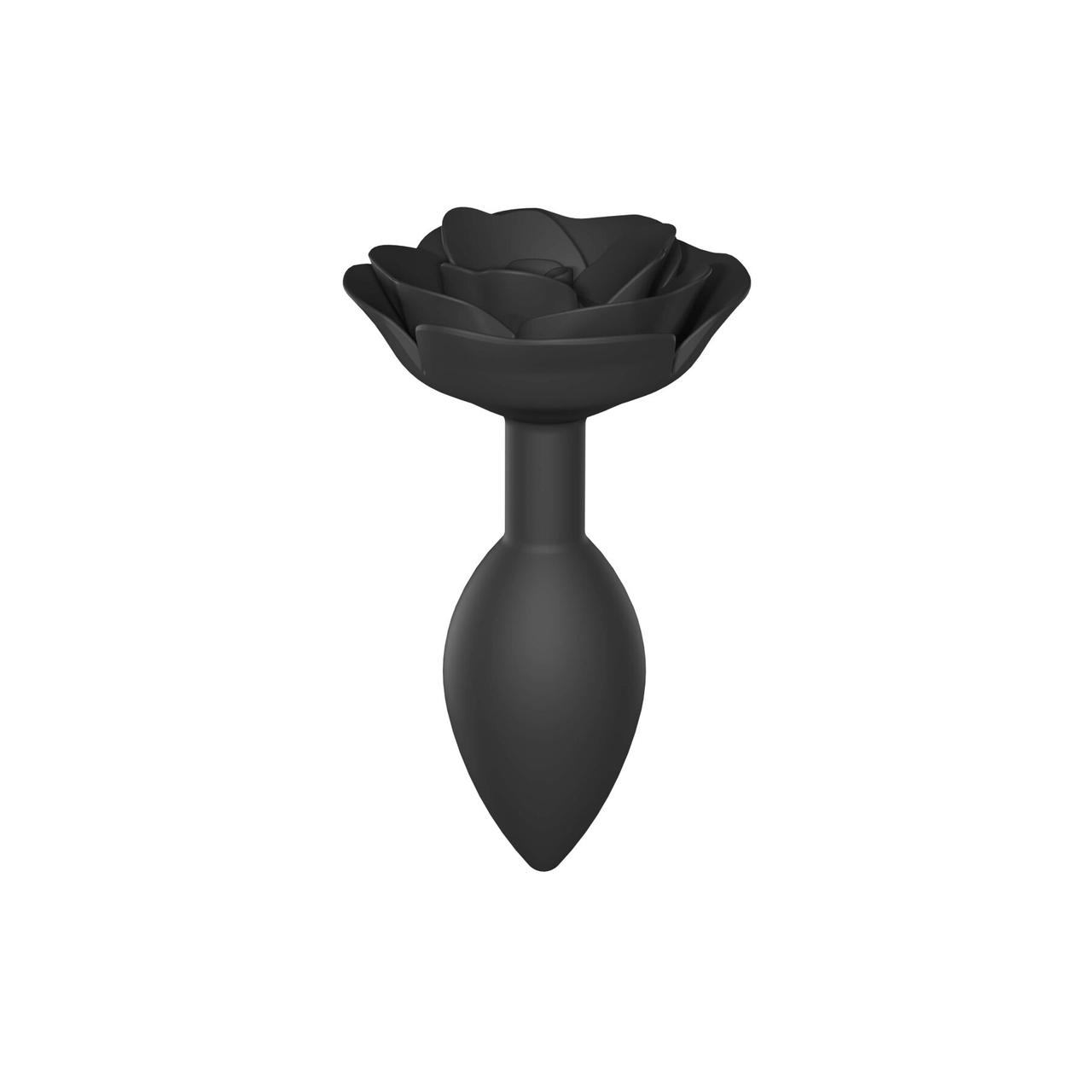 Силіконова анальна пробка із гнучкою ніжкою Open Roses Black Onyx