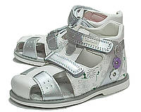 Босоніжки сандалі літнє взуття для дівчинки 5235Е срібні ТОМ М. Розмір 24