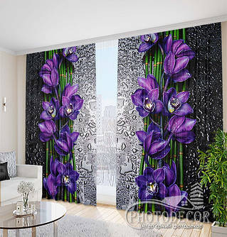 Фото Штори з Орхідеями 2,7м * 2,9м (карниз 2,9 м)