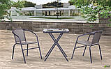 Садовий складаний стіл AMF Mexico каркас метал темно-сірий квадратна стільниця скло, фото 8