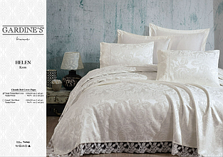 Покривало 240 260 на ліжко з наволочками шенілове, елітні покривала з Туреччини з мереживом Кремовий