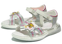 Босоніжки сандалі літнє взуття для дівчинки 7265Н срібні ТОМ М. Розмір 27-32