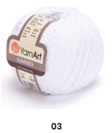 Нитки та пряжа для в'язання бавовна з віскозою SUMMER Саммер  YarnArt № 03 білий