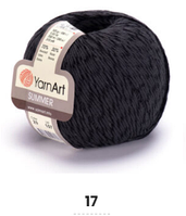 Нитки та пряжа для в'язання бавовна з віскозою SUMMER Саммер  YarnArt № 17 чорний