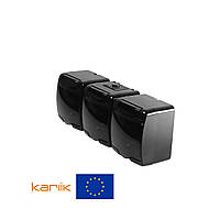 Розетка 3-я IP54 Karlik JUNIOR черная с заземлением крышкой прозрачной наружная 16А 250В 12GHE-3sd