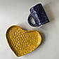 Тарілка керамічна M.CERAMICS серце жовта ручної роботи, фото 5