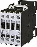 Контактор силовой ETI CEM 12.01 12А 24V AC 3NO+1NC 5.5kW 4643110 (на DIN-рейку, 25A AC1, 12A AC3)