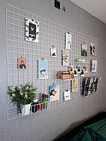 Органайзер дошка настрою Мудборд Wuw сітка для нотаток і фотографій 160x100s з прищепками Білий, фото 1