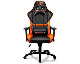 Кресло геймерське, дихаючи екожа, сталевий каркас, чорний+оранжевий Cougar Armor Black/Orange - MegaLavka