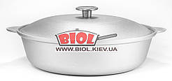 Сковорода алюмінієва 30 см рівне дно, 2 алюмінієві ручки, кришка БІОЛ A304