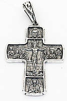 Мужской крест серебряный Распятие Христово с предстоящими Святой Петр Икона Знамение с пророками