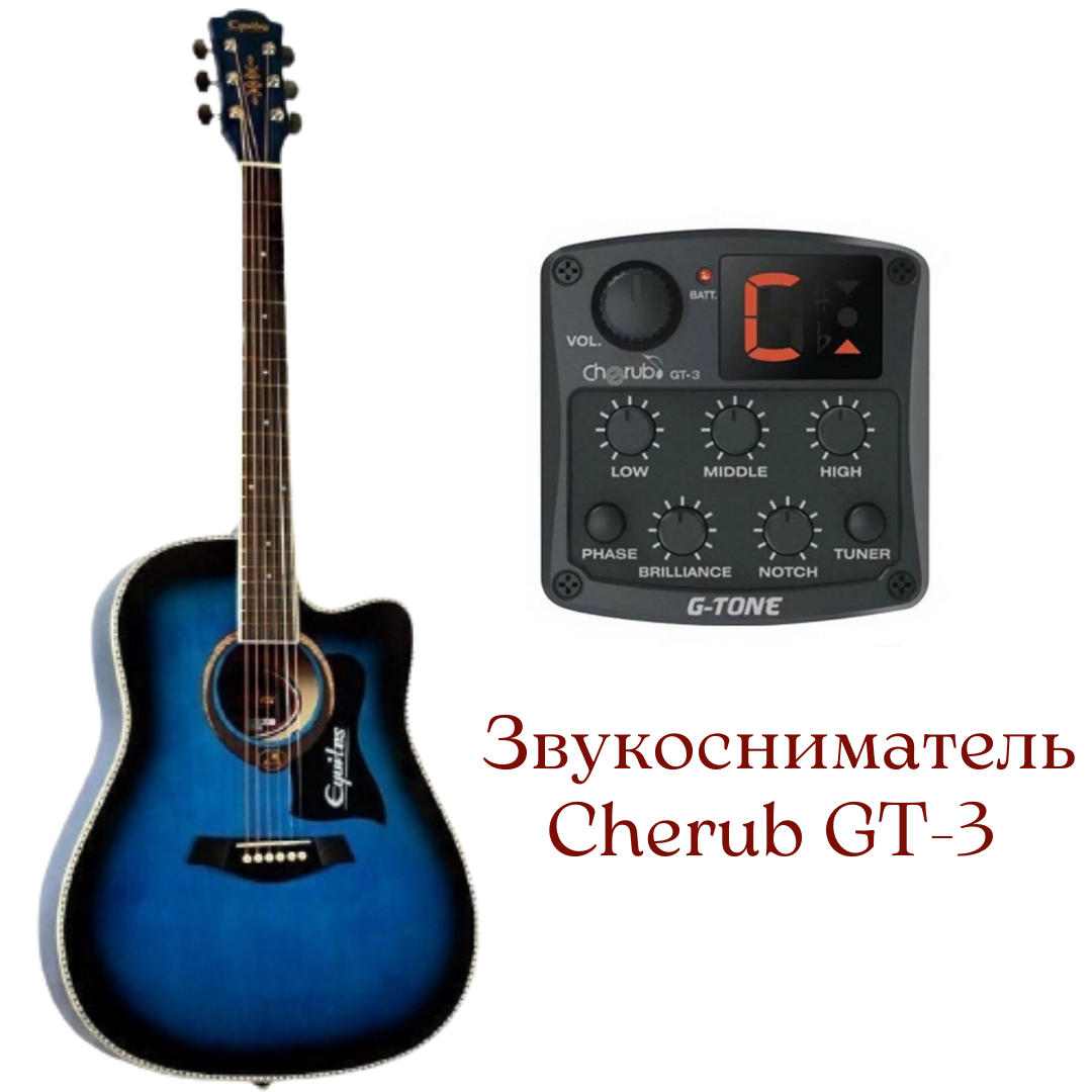 Електроакустична гітара Equites EQ901C BL 41+ Cherub GT-3 Pream