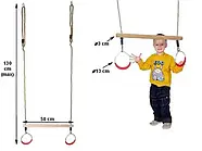 Дерев'яна трапеція з металевими кільцями metal rings WCG (W-213), фото 3