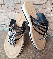 В'єтнамки жіночі у стразах Black