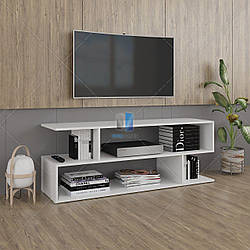 Довга відкрита тумба під телевізор з полицями Opendoors тв тумбочка в стилі лофт в спальню і вітальню