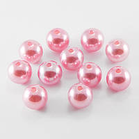 Перли бузкові Пластикові ABS, Глянсові, Круглі, Колір: Рожевий, Діаметр 10 мм, Від 2 мм, приблизно 50 шт./25г