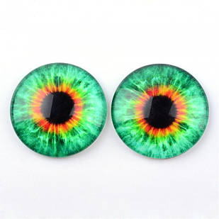 Око Скляні, Круглі, Зелений весняний, 10x3.5мм, (1 пара)