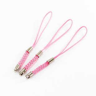 Шнур Нейлоновий із петлею, з Металом, Колір: Рожевий, 70~75х4мм, 5 шт./пач.
