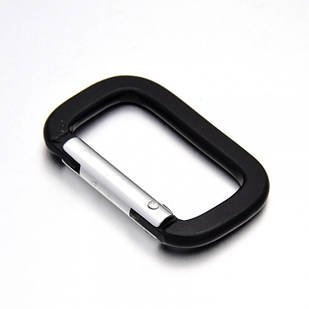 Карабін для Ключів, Алюміній, Квадратний, Чорний, 53x34x7мм, (1шт)