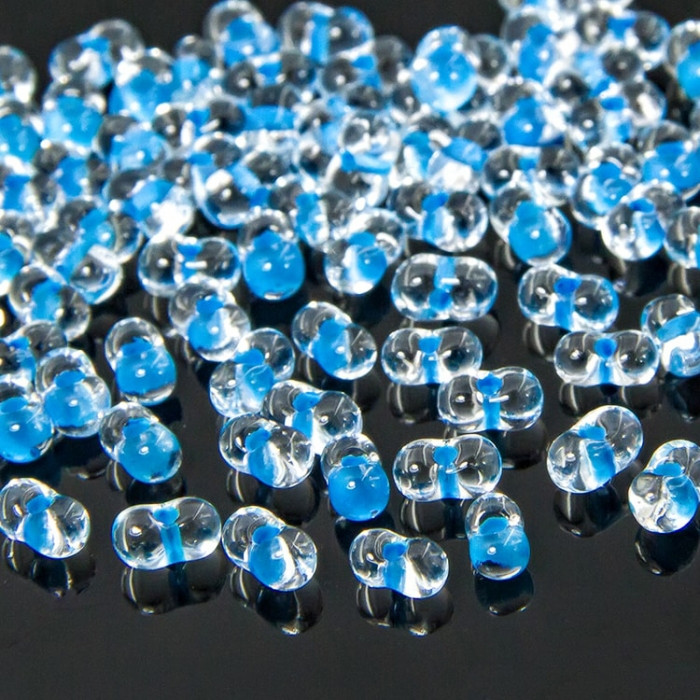 Бісер Preciosa FARFALLE 38365, Прозоре забарвлення із Середини CTC,3.2x6.5мм, Блакитний
