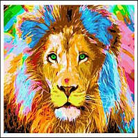 Картина по номерам Красочный лев, Холст на Деревянном подрамнике, Акриловые Краски, Кисти, Размер: 40х50см