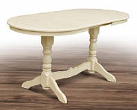 Деревянный обеденный стол Говерла-2 раскладной, цвет слоновая кость с золотой патиной 120-160х80 см