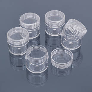 Контейнер для Бісера та Бусин, Пластик, Безбарвний, 3.4x3.3 см, Об'єм 10 мл, 5 шт./набір