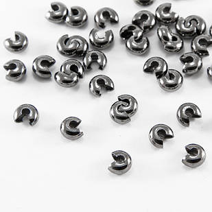 Бусини Кришки Кримпів із Заліза, Оболочки для Стопперів, Чорний, 5 мм, Одв. 1.5~1.8мм, (50 шт.)