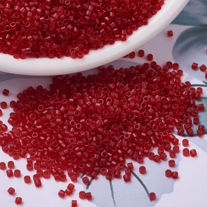 Бісер Японський MIYUKI Delica DB0774 11/0, Dyed Semi-Frosted Transparent Red, 1000 шт./5г, (УТ100027707)