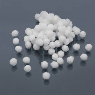 Помпон ручної роботи, Вовна, Круглі, Білий, 10 мм, 100 шт.