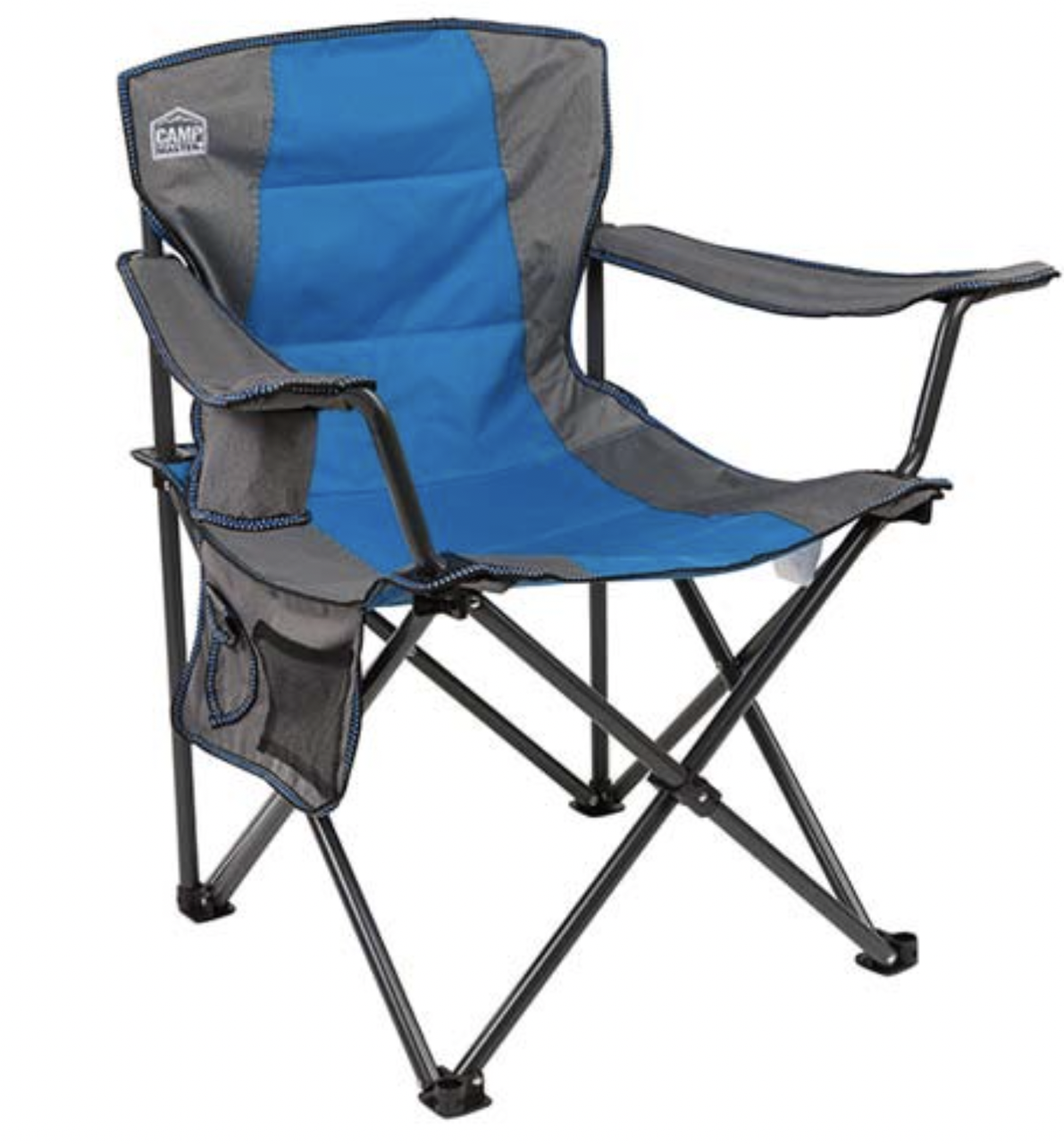 Стілець туристичний складаний із підлокітниками CampMaster синій/Булицьке розкладне крісло / Стілець-зонтик