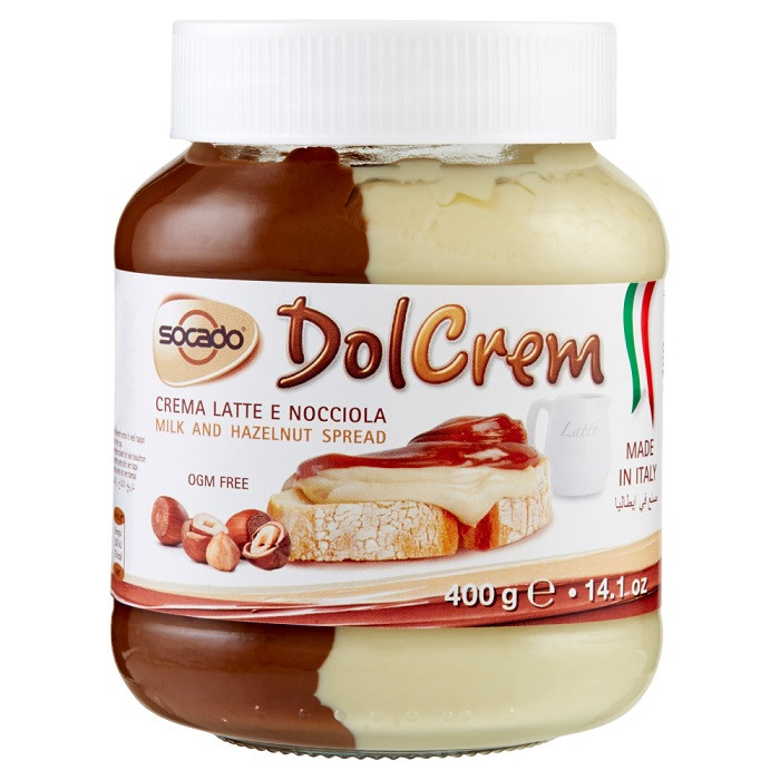Паста Шоколадно-молочная Дуо DolCrem Crema Latte e Nocciola Socado 400 г Италия - фото 2 - id-p1622069456