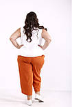 🍒 Вкорочені льняні жіночі штани з оригінальним розрізом по низу, супербатали, від 42 по 74 рр., фото 8
