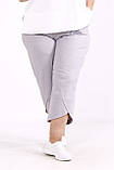 🍒 Вкорочені льняні жіночі штани з оригінальним розрізом по низу, супербатали, від 42 по 74 рр., фото 6