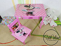 Детский столик и стул "Минни Маус" стол-парта стульчик от 2 до 7 лет