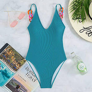 Жіночий суцільний купальник із кільцями на спині, фото 3