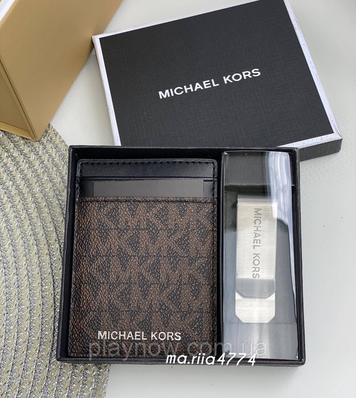 Набор Michael Kors ОРИГИНАЛ , картхолдер с зажимом для денег - фото 1 - id-p1622091655