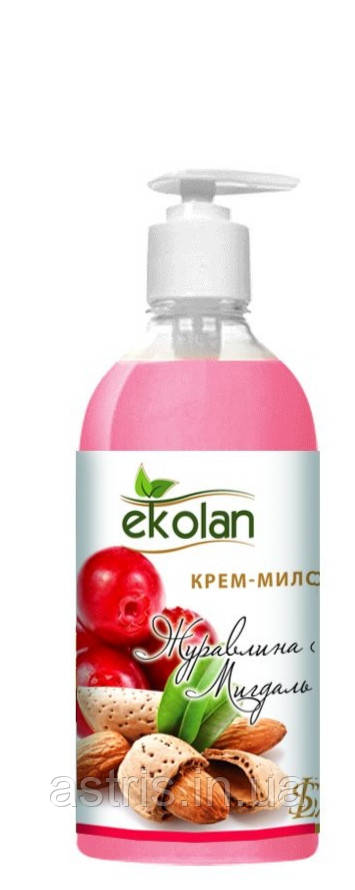 Крем-мило "Журавлина - Мигдаль" Ekolan з дозатором 500 мл