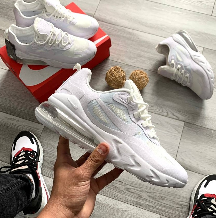 Чоловічі кросівки Nike Air Max 270 React весна-літо-осінь повсякденні чорно-білі. Живе фото