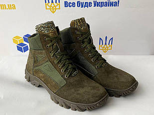 Напівберці нубукові з тканинною вставкою з оксфорду колір олива, підошва Енерджі Розміри 41, 42, 43, 44, 45