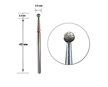 Насадка алмазна Staleks Pro Expert куля червона діаметр 2,5 мм (FA01R025)