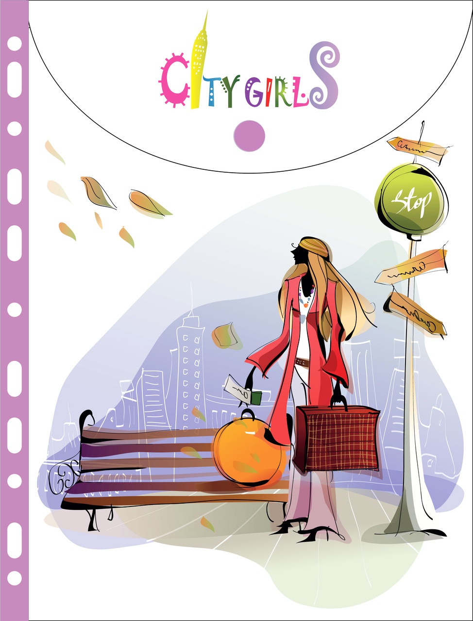 Папка-конверт з вертикальною перфорацією на липучці А4 "Сity girls" L6003, фото 1