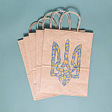 Пакет великий з гербом України 260*150*350 Крафт пакет з національною символікою Пакет з Тризубом України, фото 3