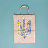 Пакет великий з гербом України 260*150*350 Крафт пакет з національною символікою Пакет з Тризубом України, фото 8