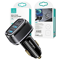 Быстрая автозарядка в прикуриватель Usams US-CC126 C24 QC3.0+PD3.0 80W 2xUSB + 1x Type-C