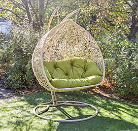 Підвісні гойдалки кокон з ротанга Дабл