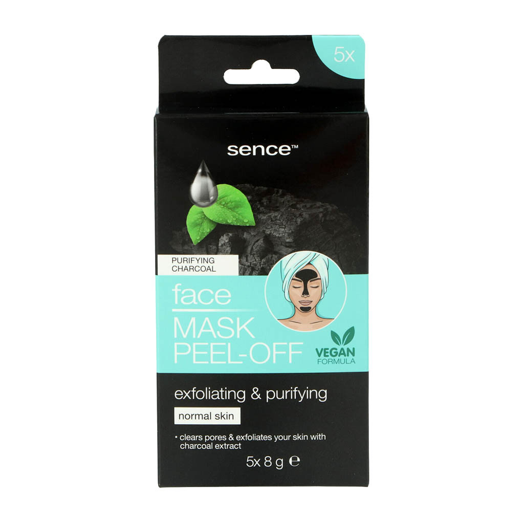 Маска для обличчя з вугіллям Sence Face Peel-Off Mask, 5 шт х 8 гр