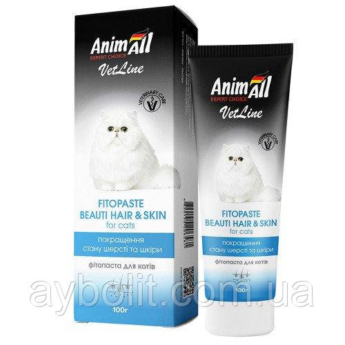 Фитопаста AnimAll VetLine Beauty Hair&Skin для поліпшення якості шерсті у кішок, 100 г