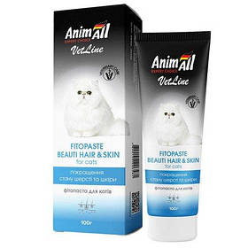 Фитопаста AnimAll VetLine Beauty Hair&Skin для поліпшення якості шерсті у кішок, 100 г