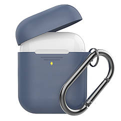Силиконовый чехол для AirPods Promate GripCase с карабином Navy Blue (gripcase.navyblue)